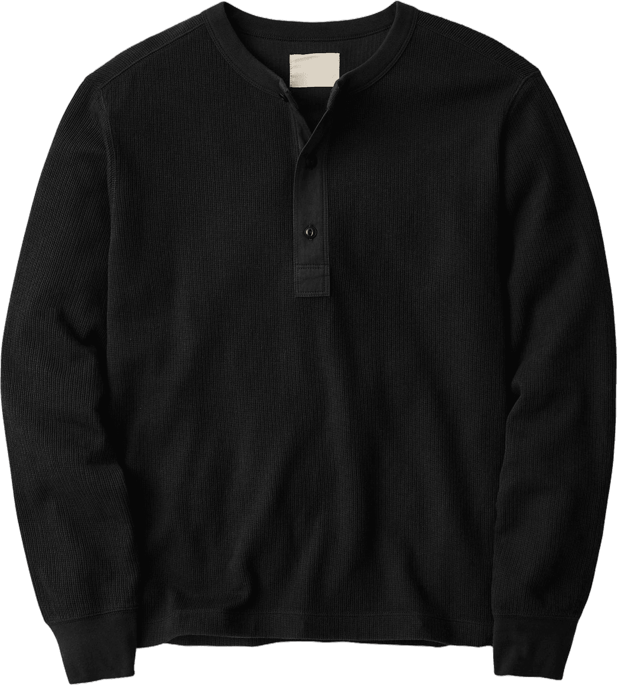 Buck Mason Vintage Thermal Henley, Black