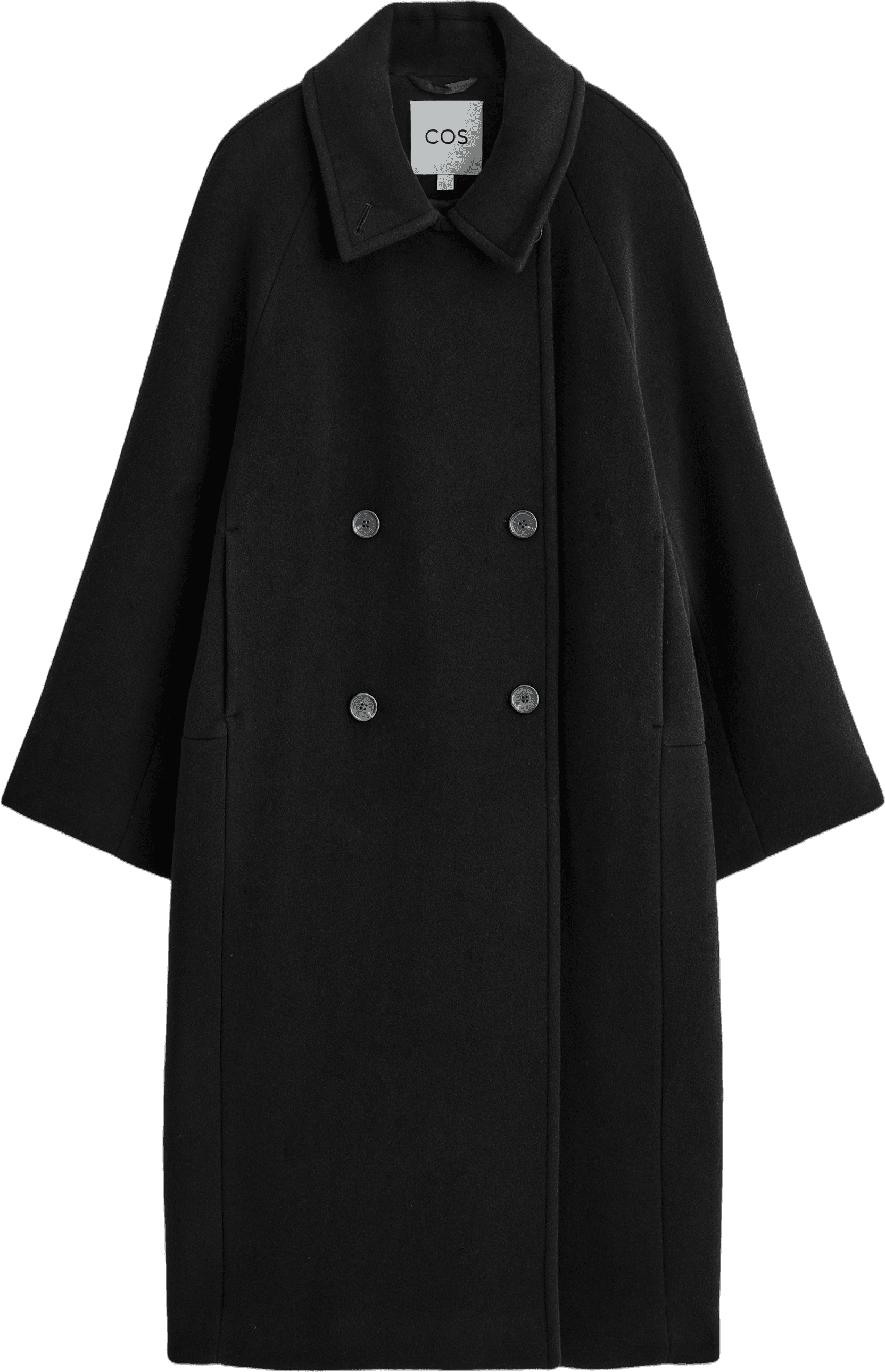 COS Oversized Double-Breasted Wool Coat, Black