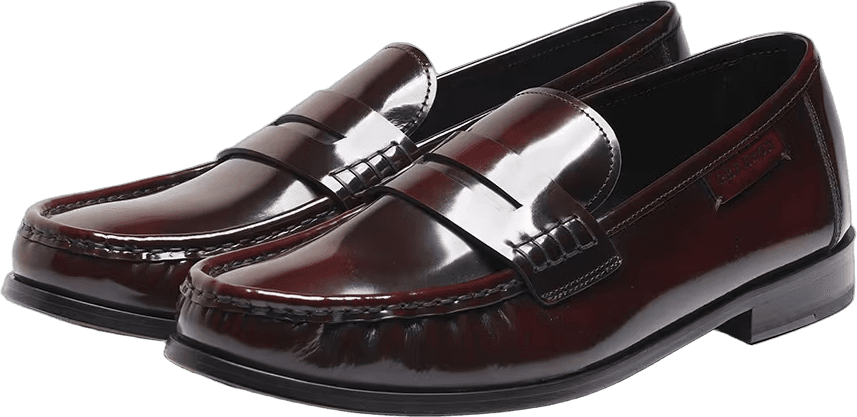 Grenson Simeon Moccasin Loafers, Burgundy Polished Leather