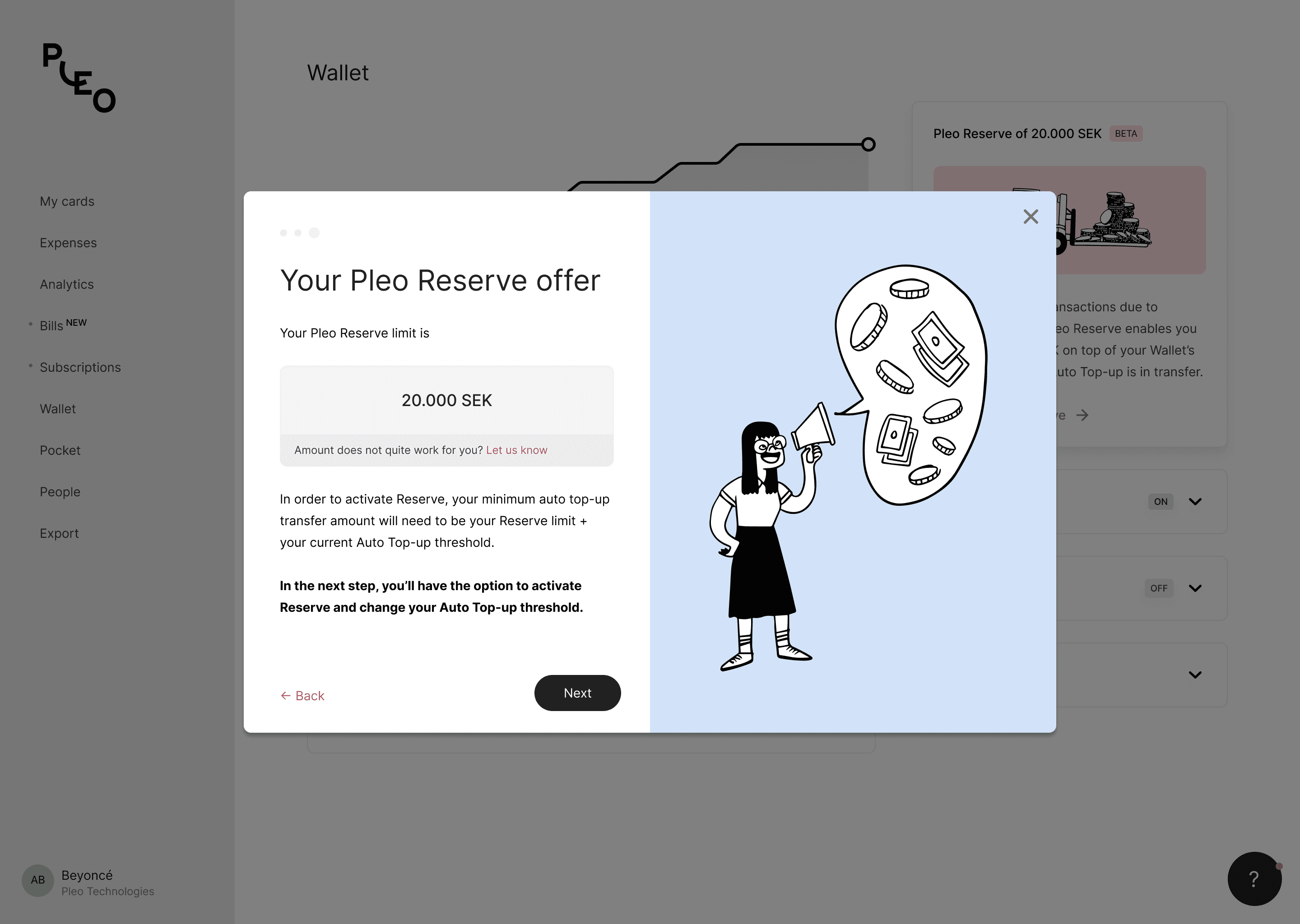 The Pleo Reserve offer: a pre-approved credit limit, with activation tied to your Auto Top-up threshold